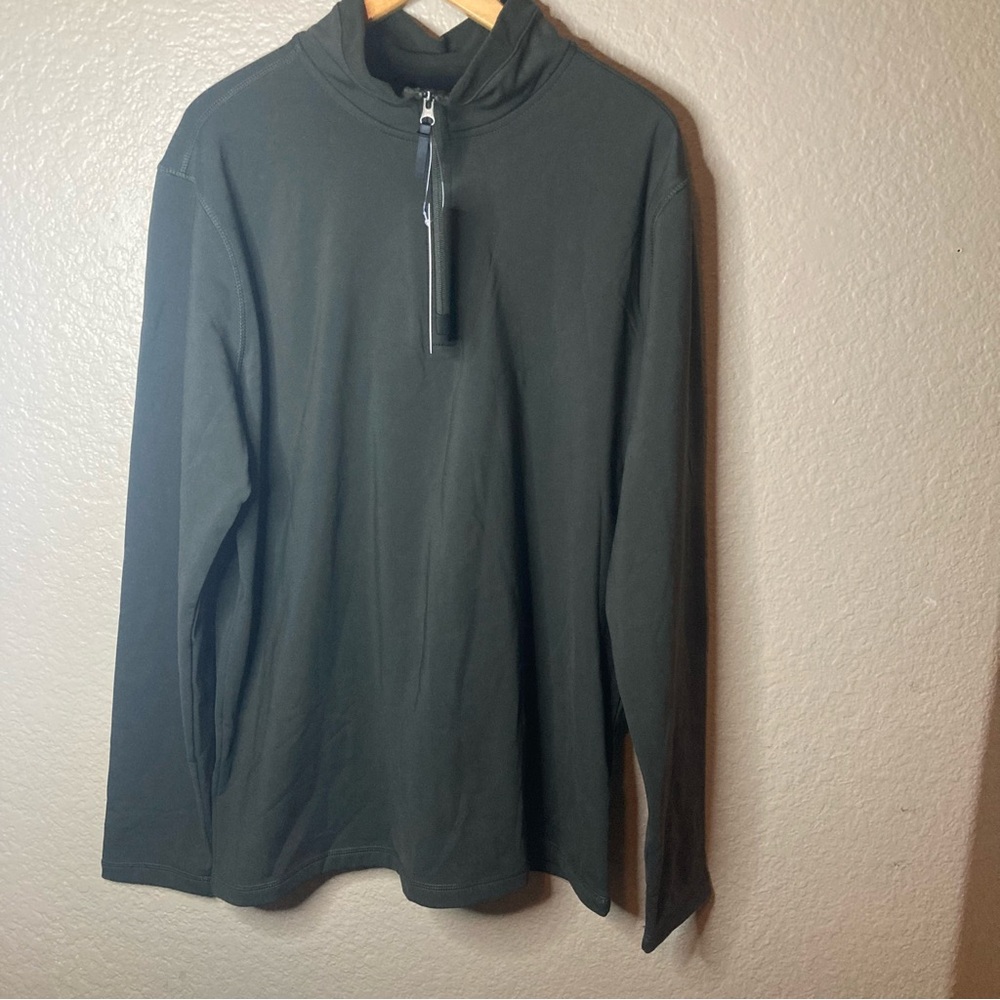 32 Degrees Men's 1/4 Zip-Up Long Sleeve Pullover Army Green Mock stand up collar